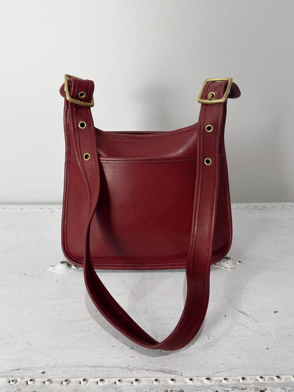 Coach Vintage Legacy Zip Red Leather Bag Crossbody 9966 USA
